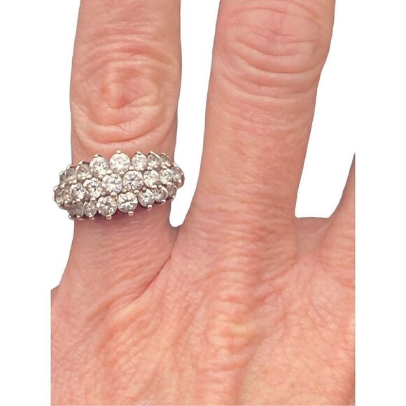 Sterling silver 925 marked simulated diamond cluster ring - Picture 9 of 9